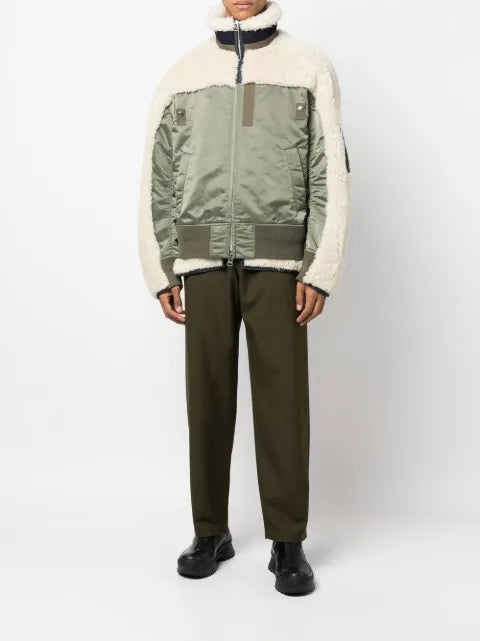 sacai panelled funnel neck jacket