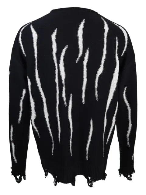 Haculla face-print frayed jumper