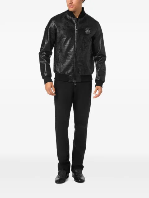 Billionaire Cocco crocodile-effect zip-up bomber jacket