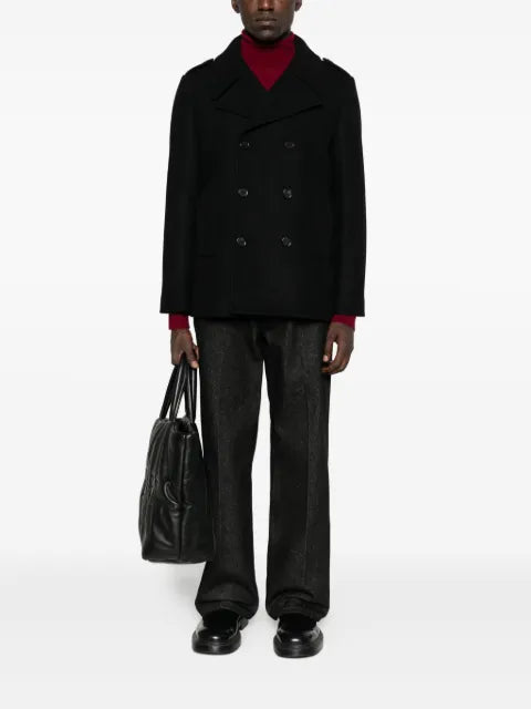 Saint Laurent double-breasted cupro coat