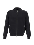 Gran Sasso band-collar zip-up cardigan