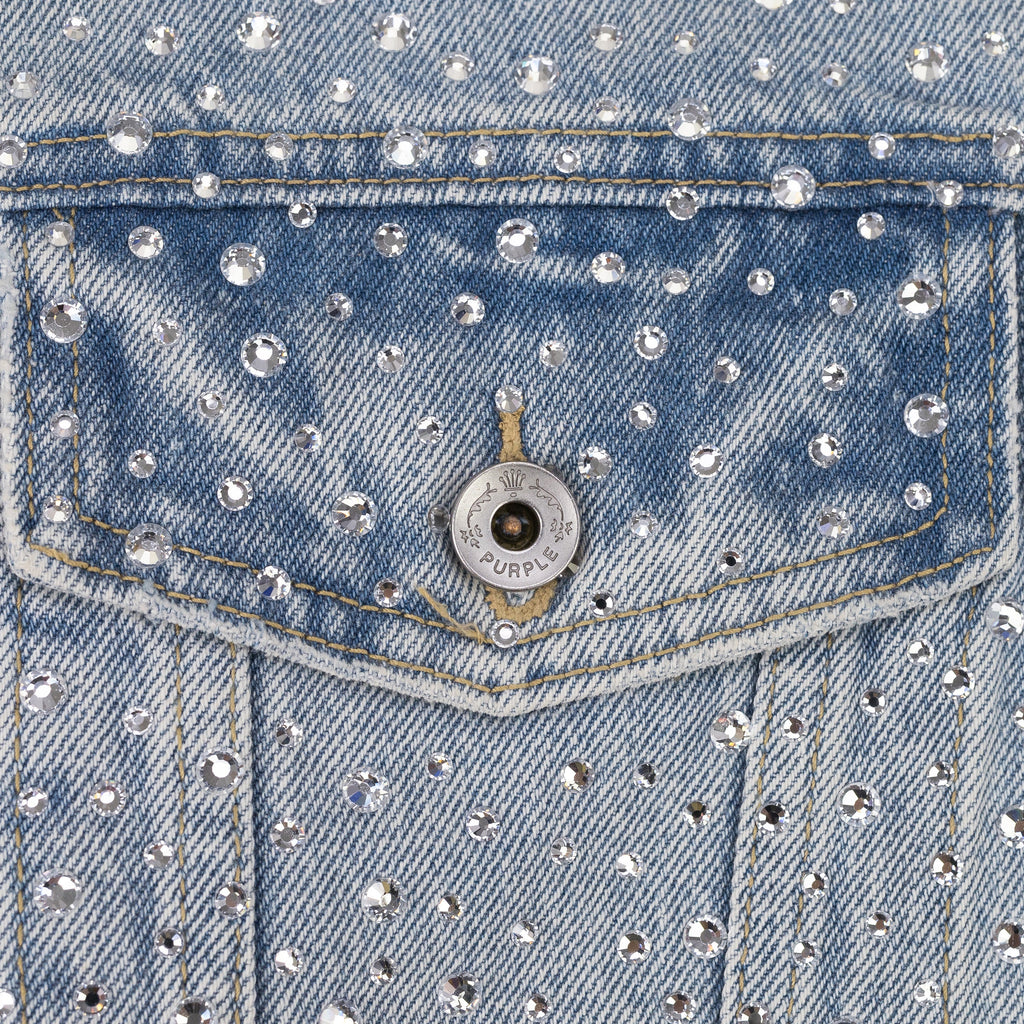 Light Indigo Crystal Galore Denim Jacket