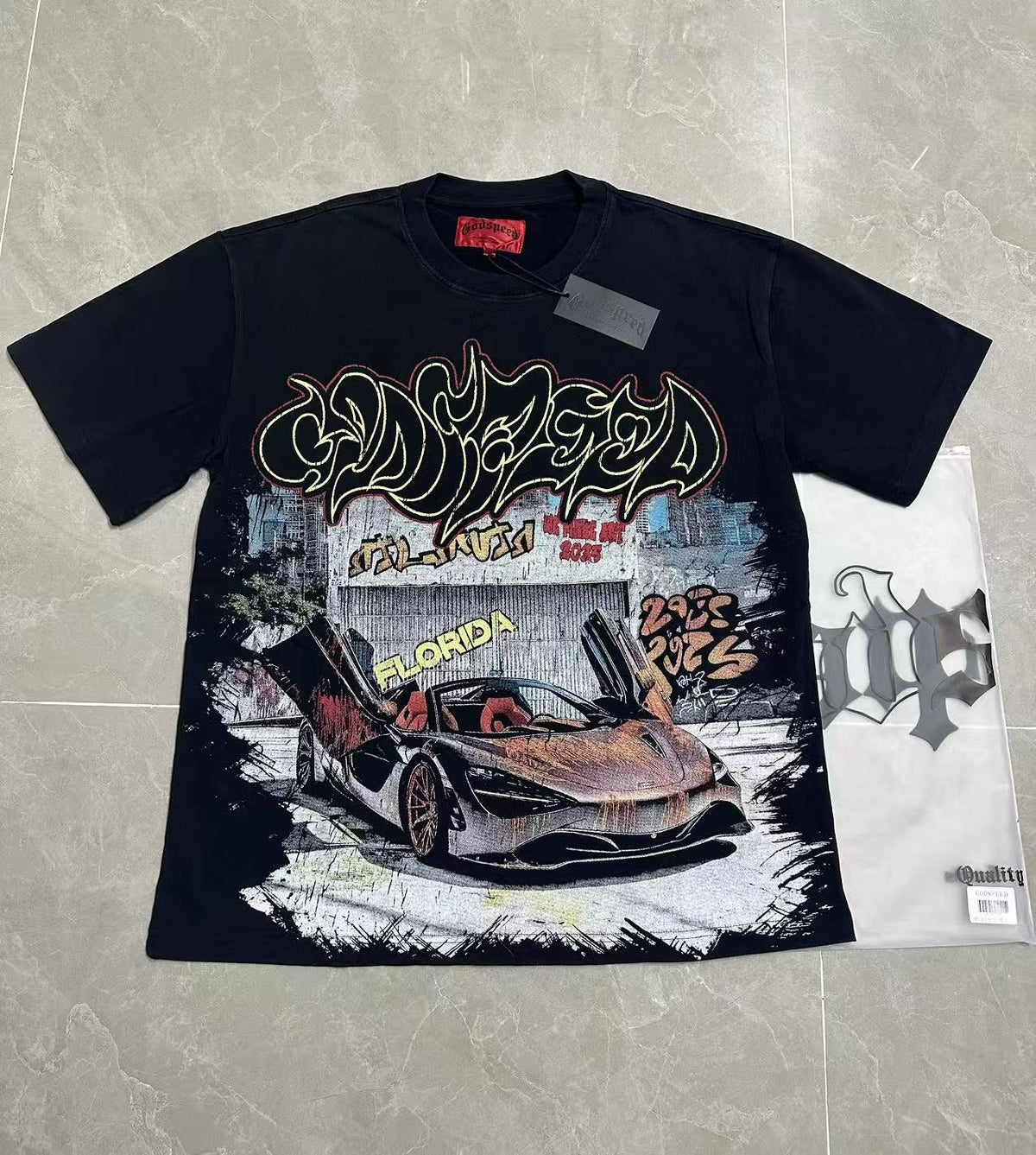 Godspeed Car Graffiti Graphic T-Shirt