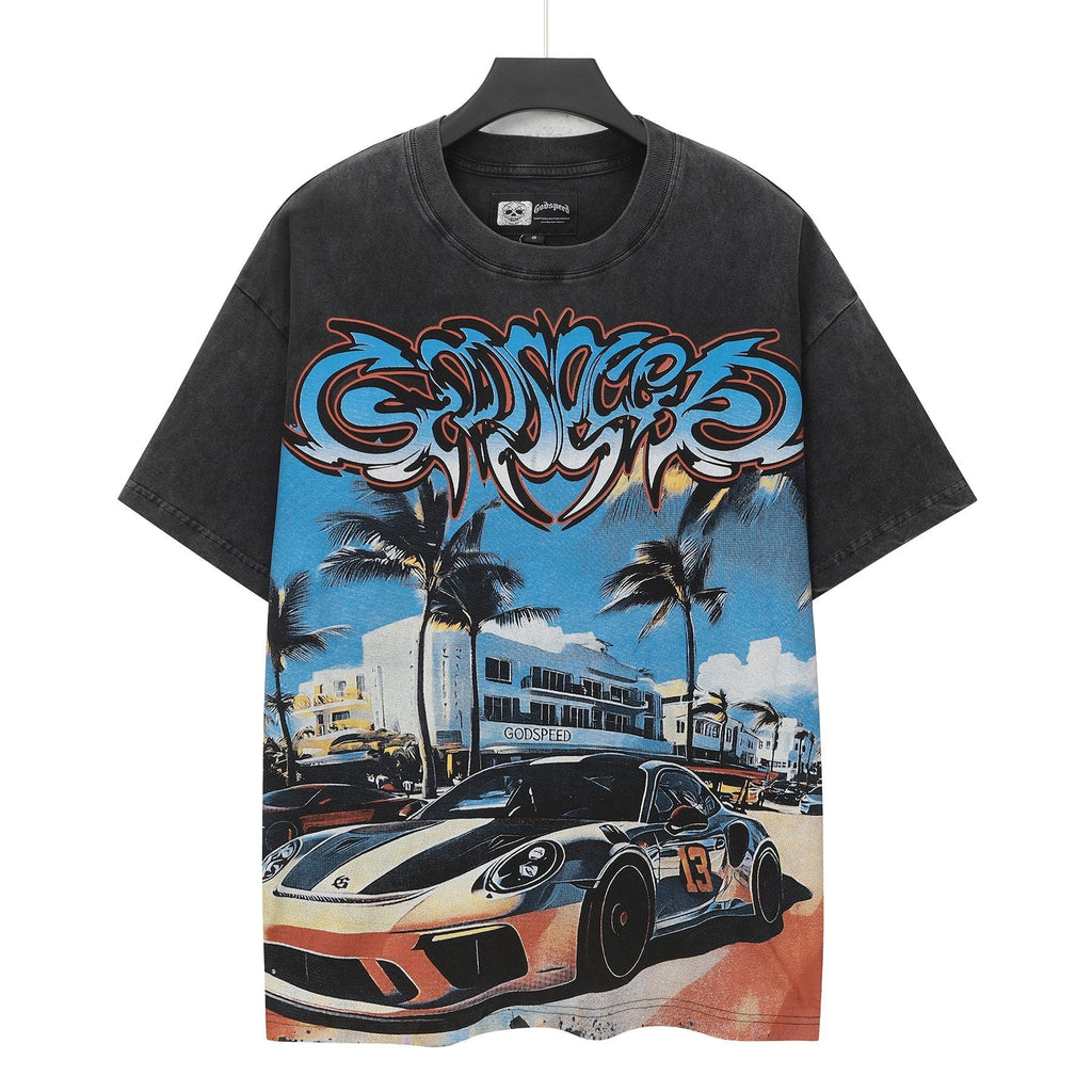 Godspeed Washed Black Car & Sun-Eye Graphic T-Shirt