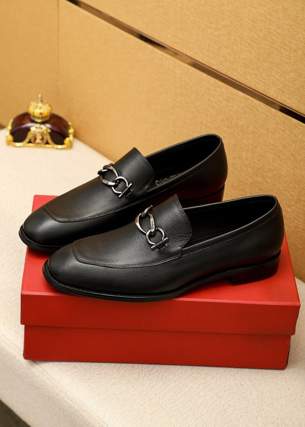 Ferragamo Black Metal Bit Loafers - Rounded Toe