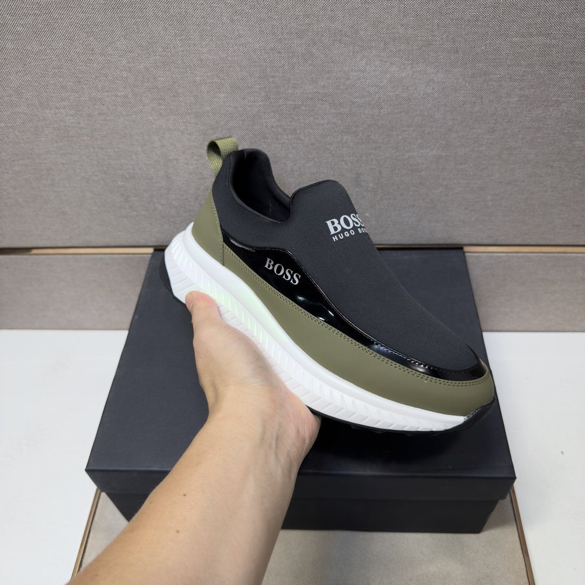 BOSS Men's Contrast-Trim Slip-On Sneakers
