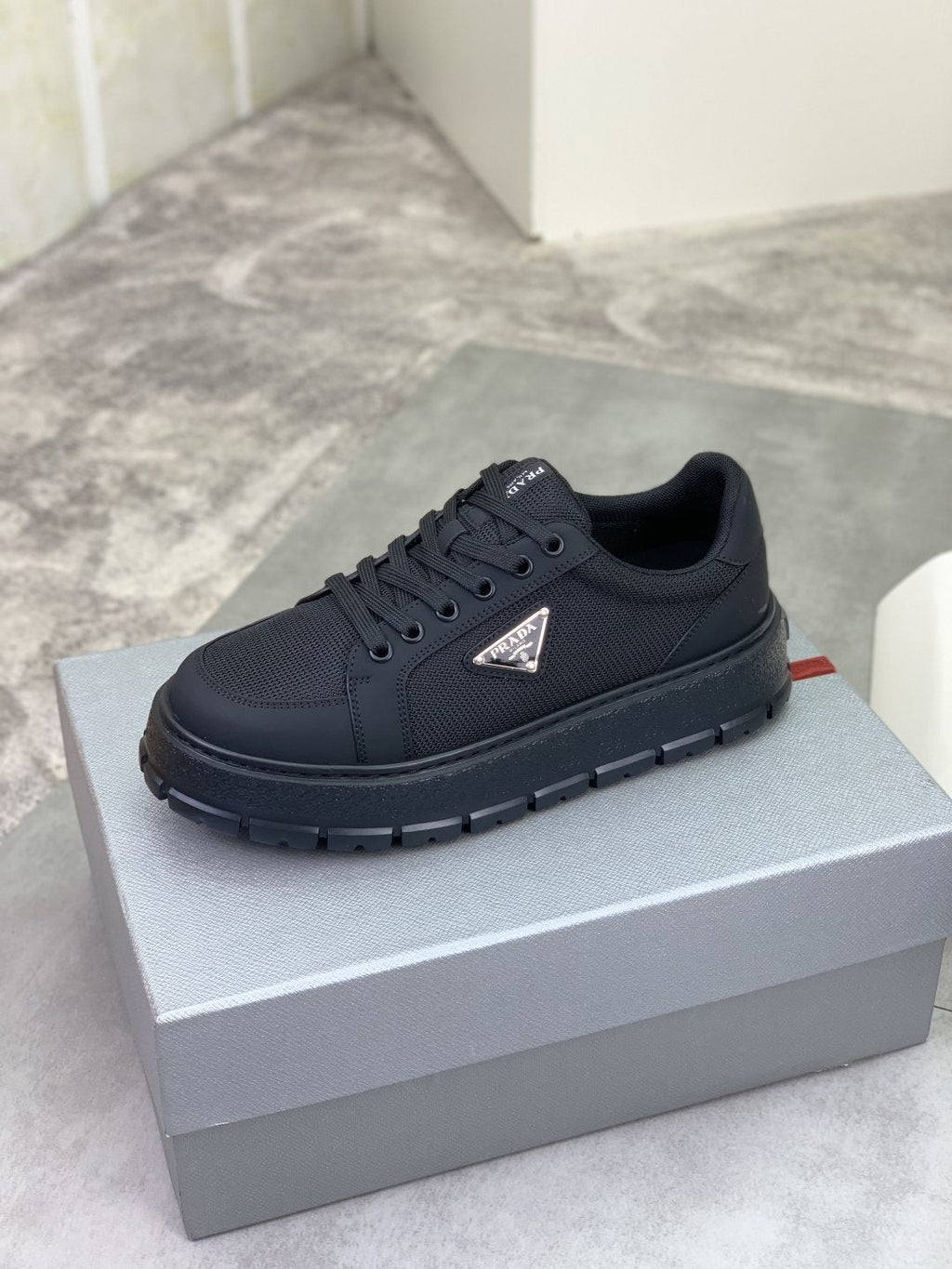 Prada Paneled Lug-Sole Sneakers