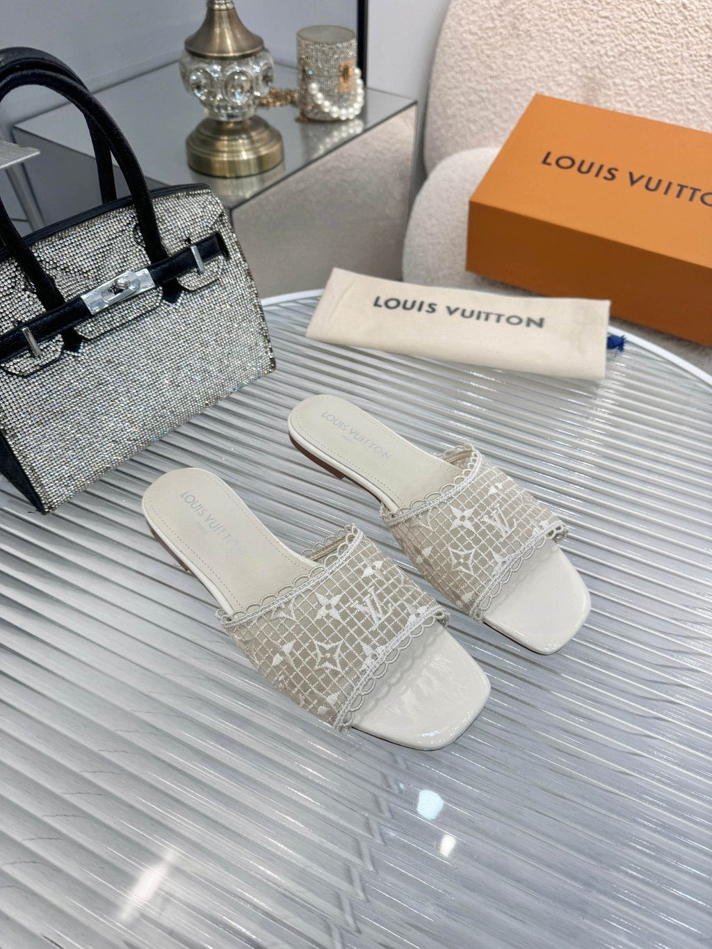 Louis Vuitton Woven Open-Toe Slide Sandals